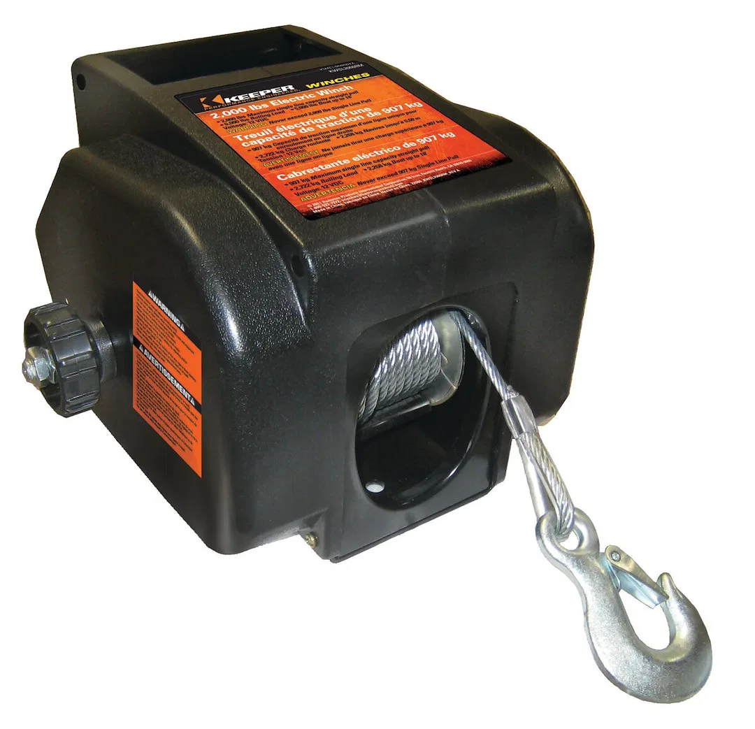 KTSL2000RM – HAMPTON PROD Winch, Portable Trailer Winch 12 Volt Electric 2000 Pound Pull Capacity 30 - view 2